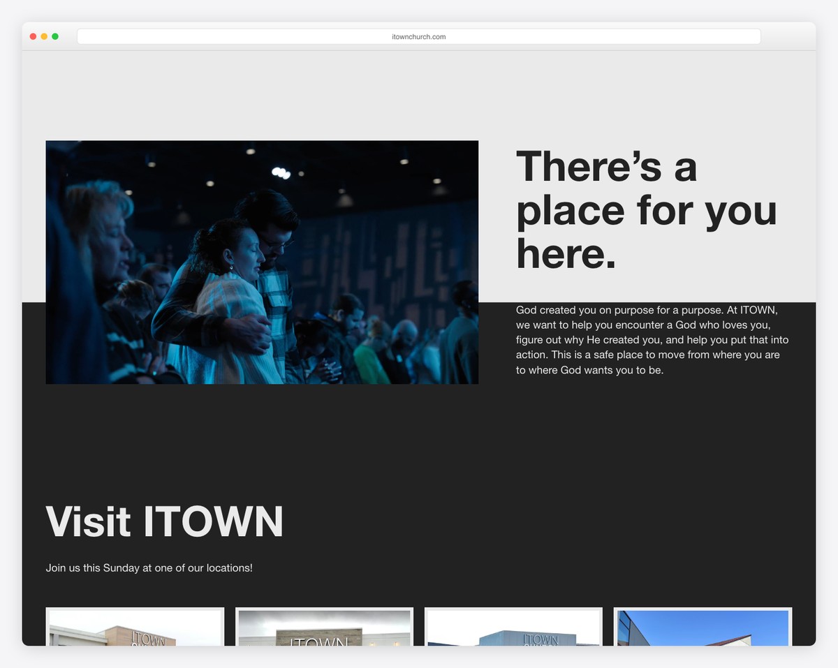 ITOWN Church website design made with Squarespace