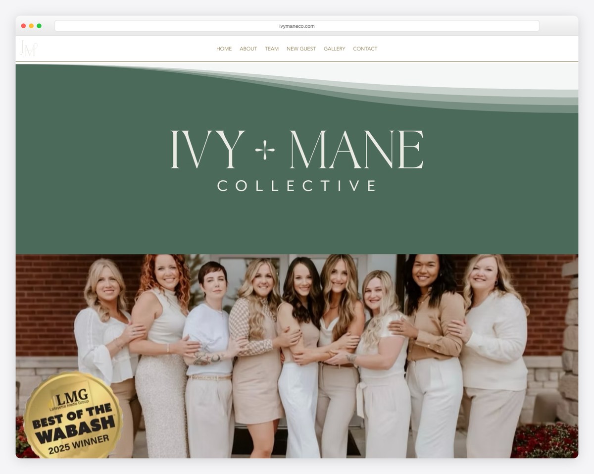 ivy + mane collective website example