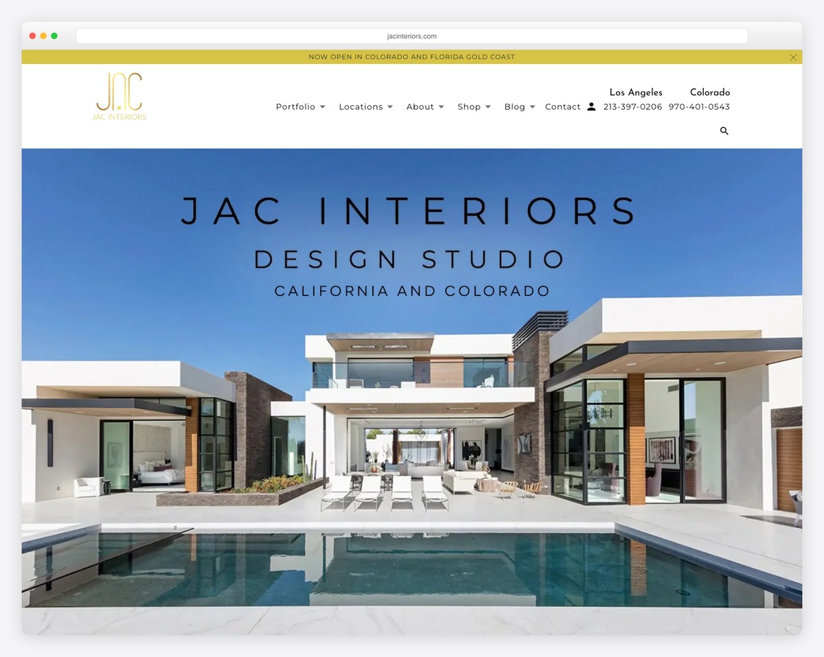jac interiors website example