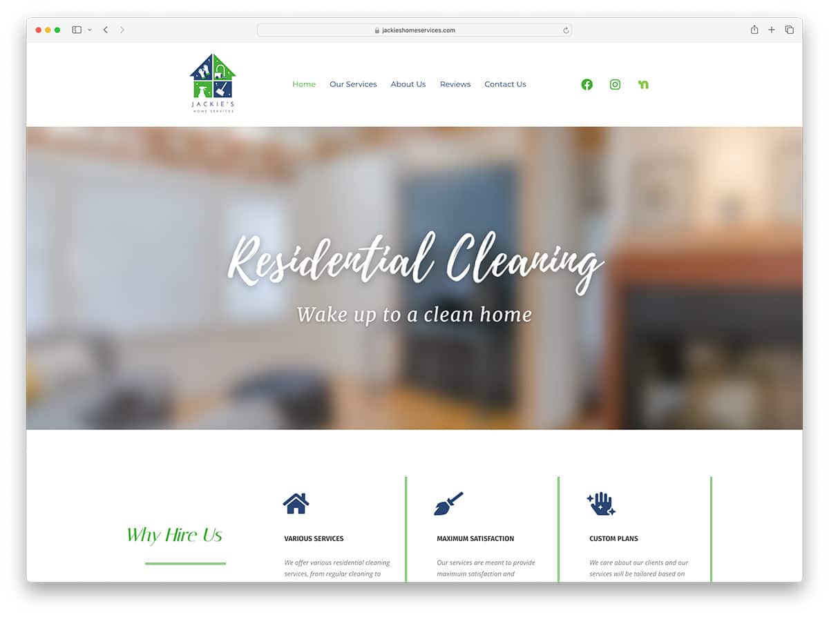 jackies home services website made with Squarespace