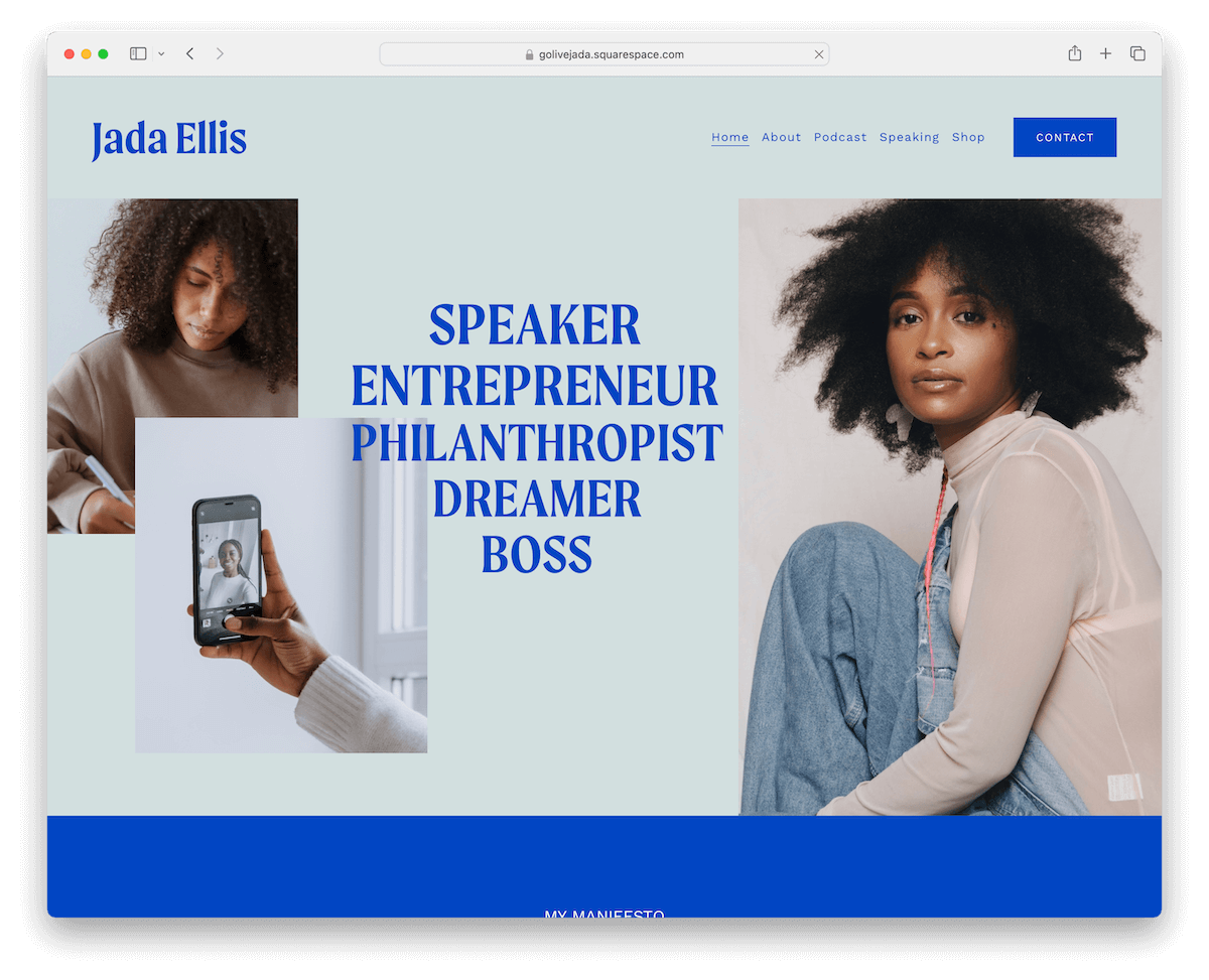 jada squarespace writer template