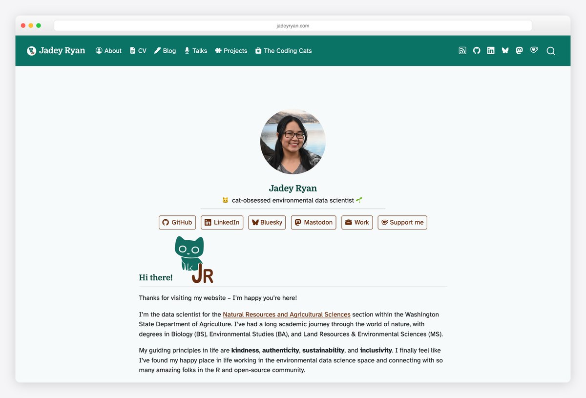 Jadey Ryan data science portfolio website