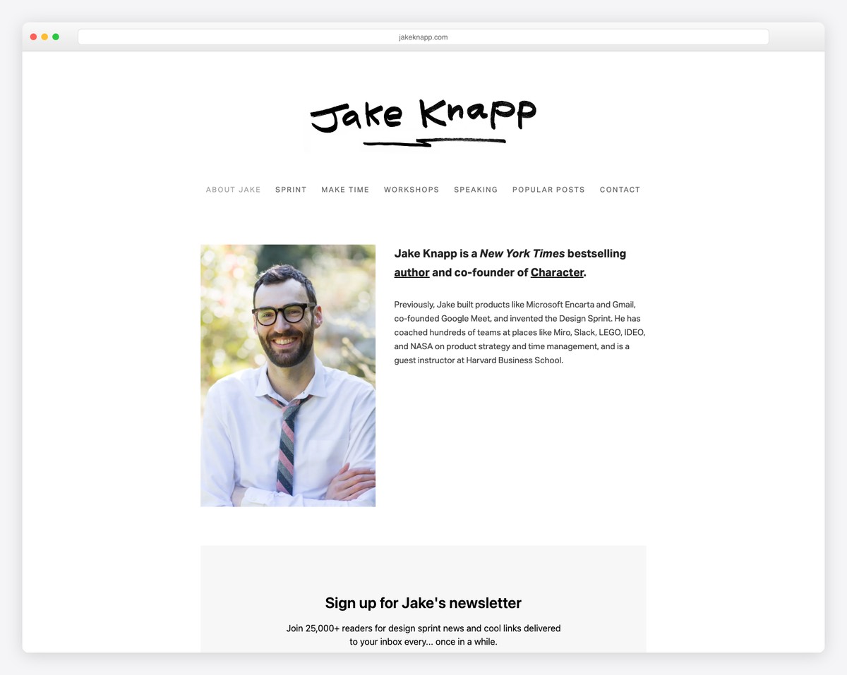 jake knapp minimalist website example