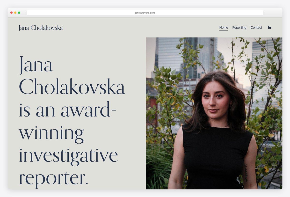Jana Cholakovska writer portfolio website