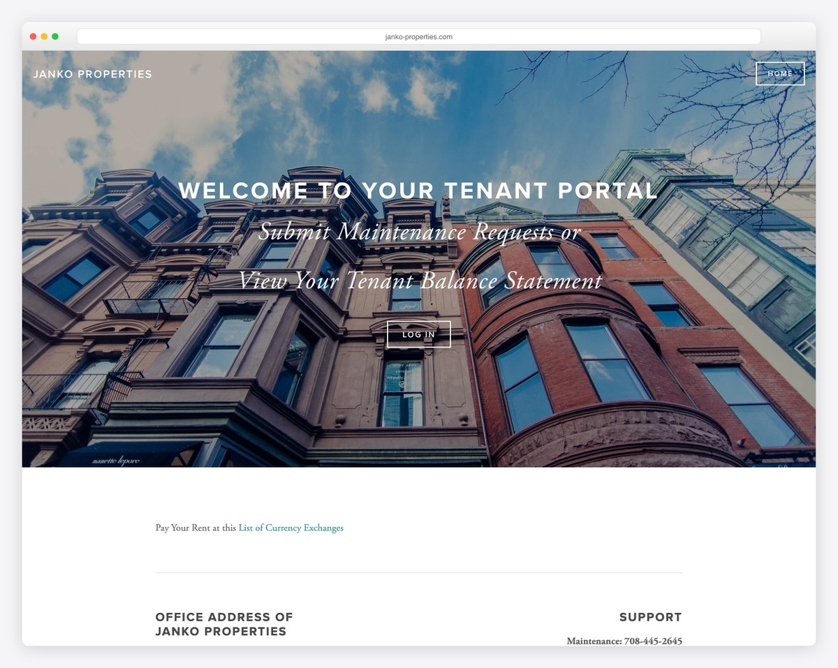 janko properties website example