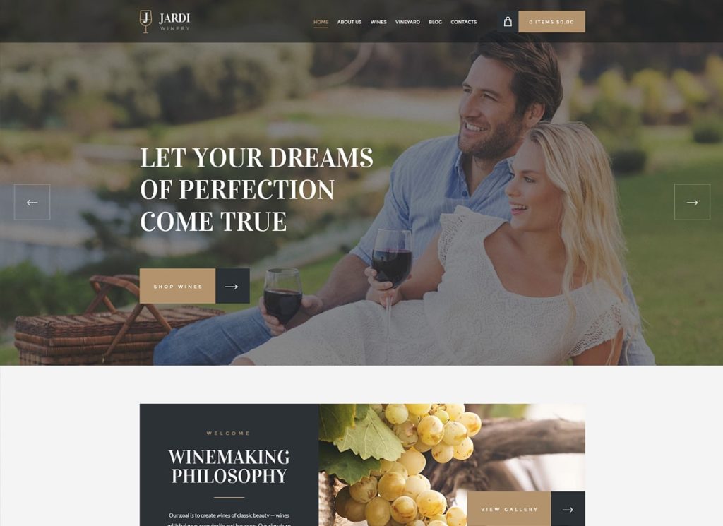 Jardi - Winery, Online Delivery Vineyard & Wine Shop WordPress Theme
