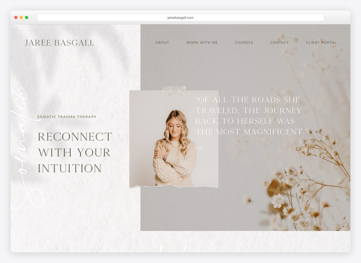 Jaree Basgall therapist website homepage
