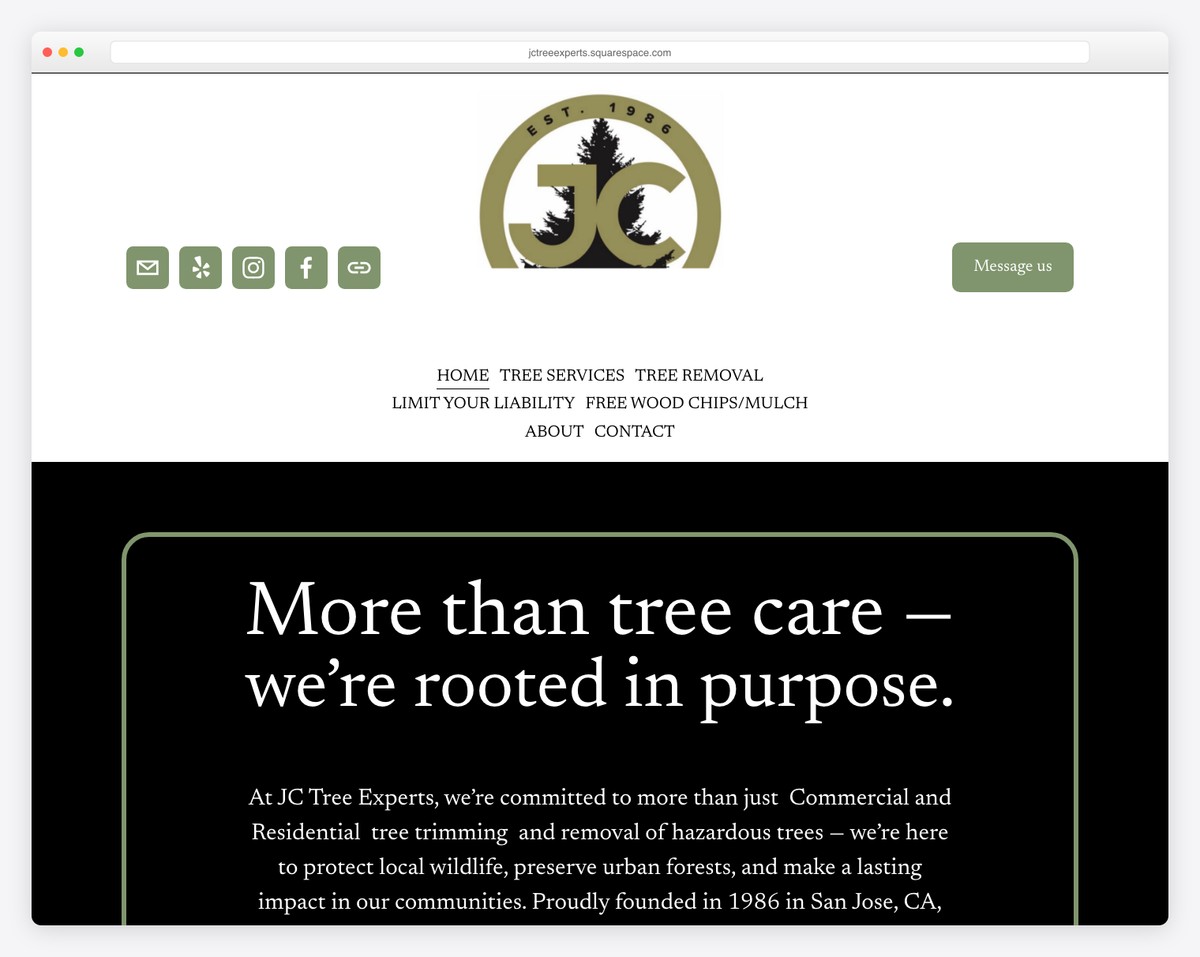 jc tree experts website example
