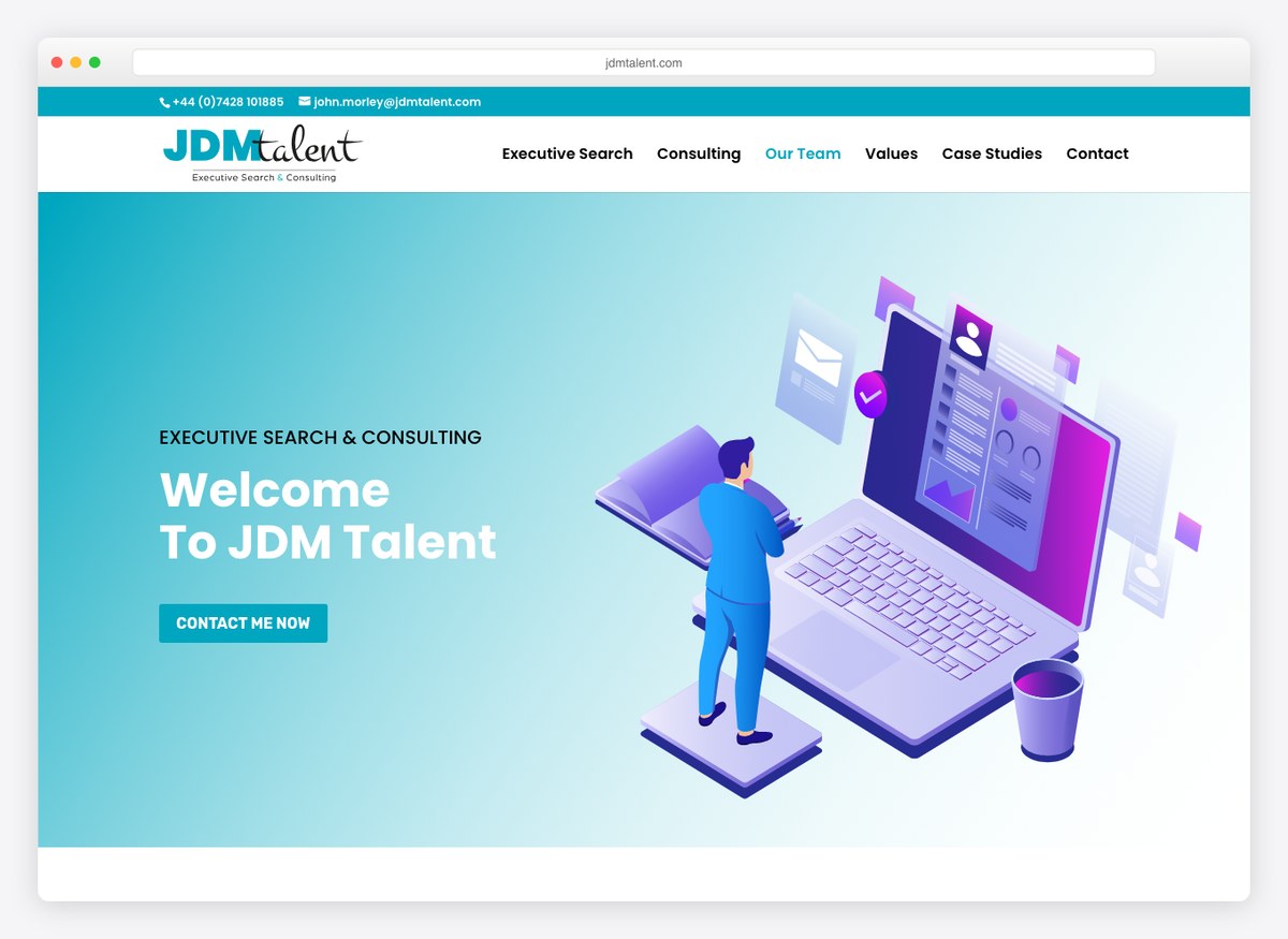JDM Talent recruitment website homepage