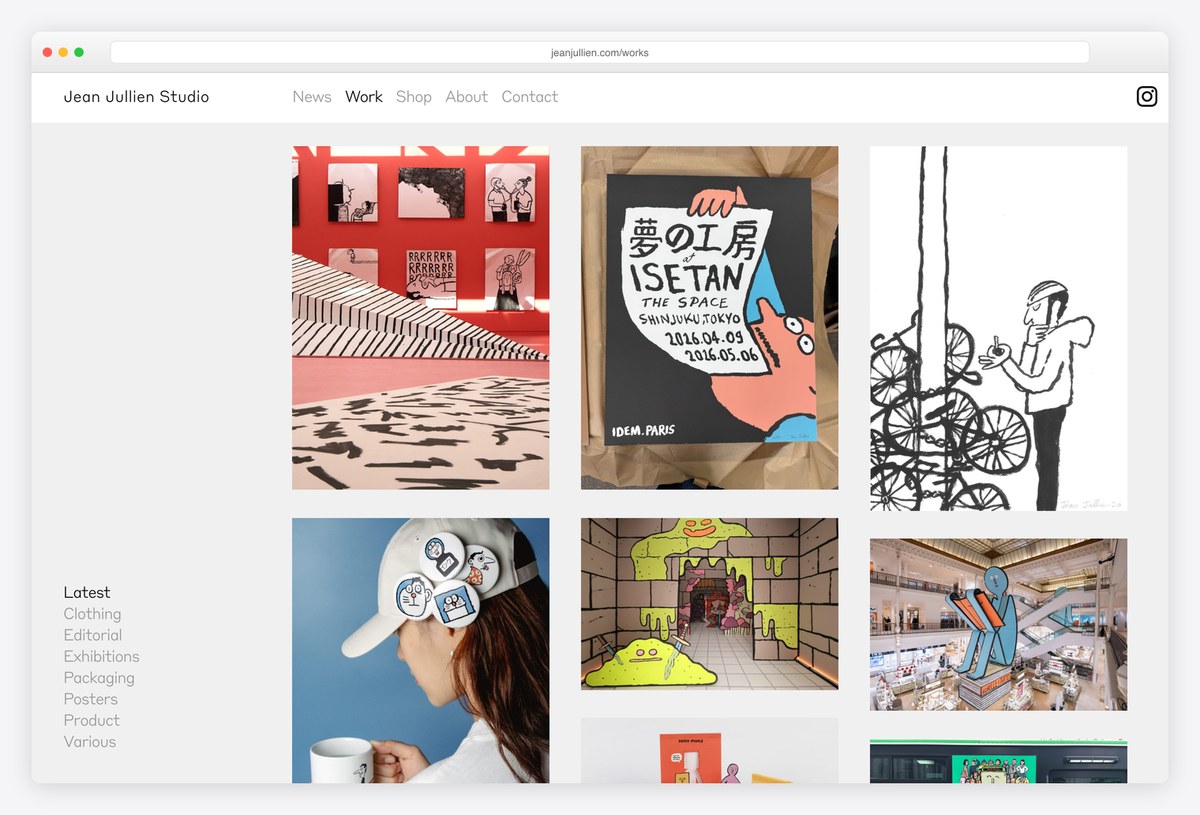 Jean Jullien's Work archive with category filters