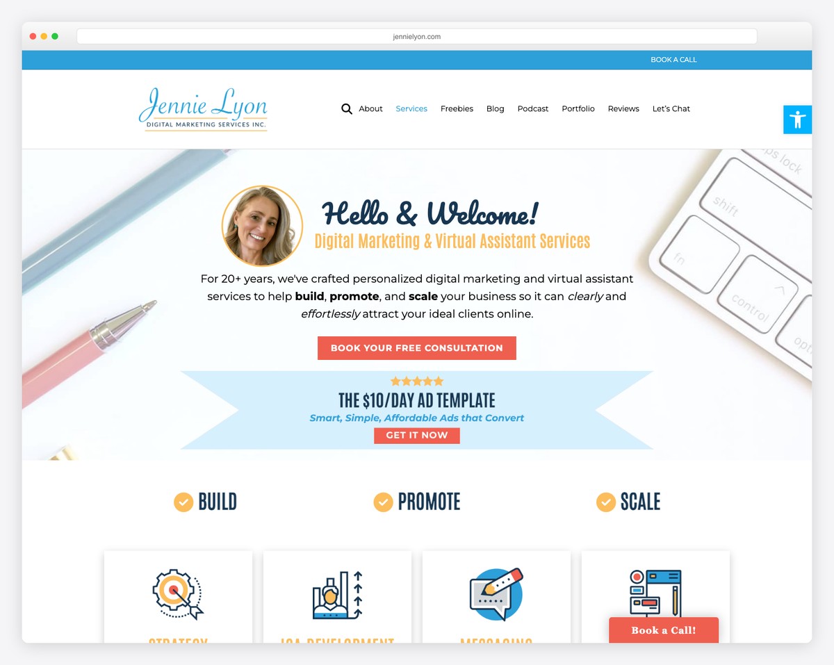 jennie lyon digital marketing website example