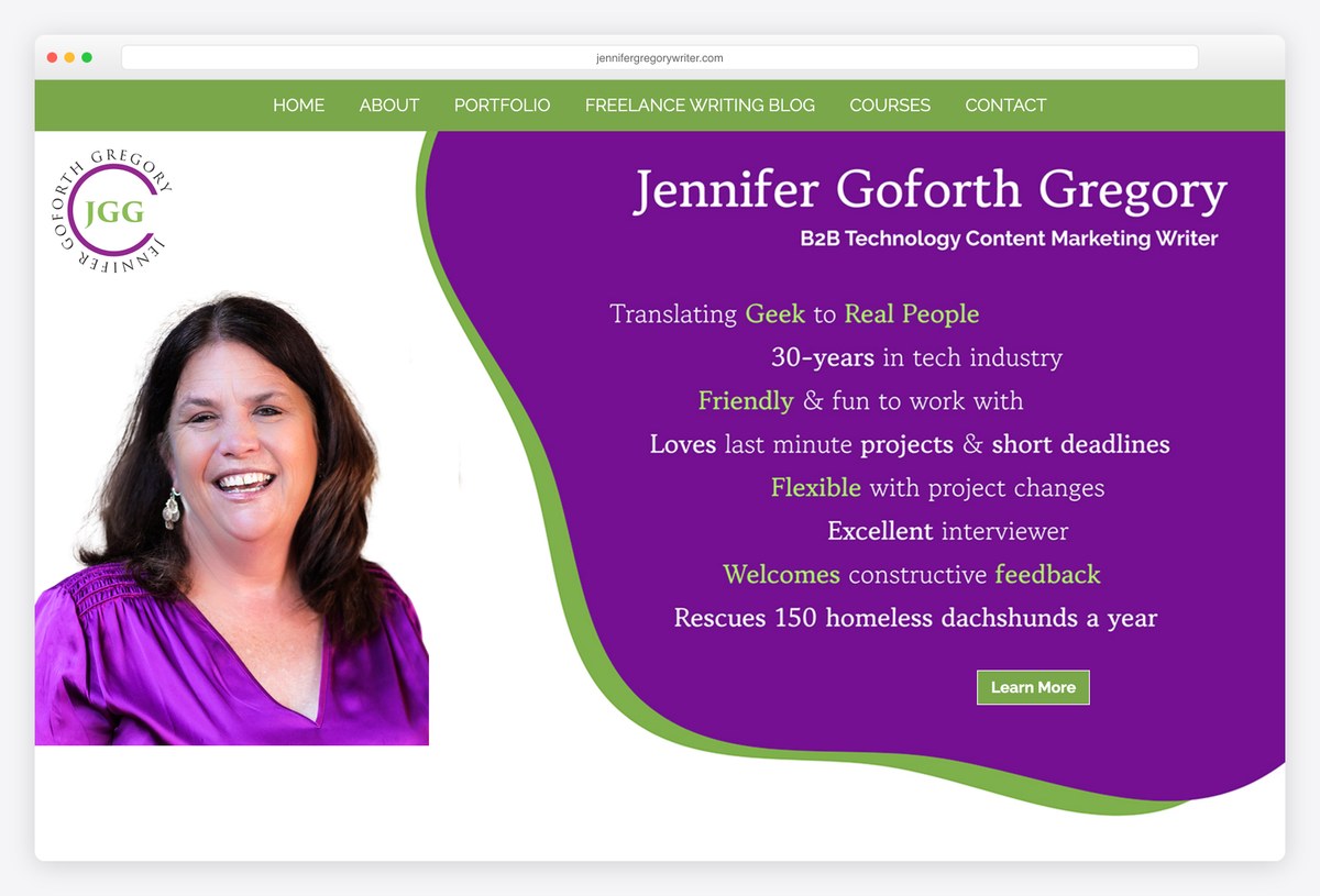 Jennifer Goforth Gregory writer portfolio website