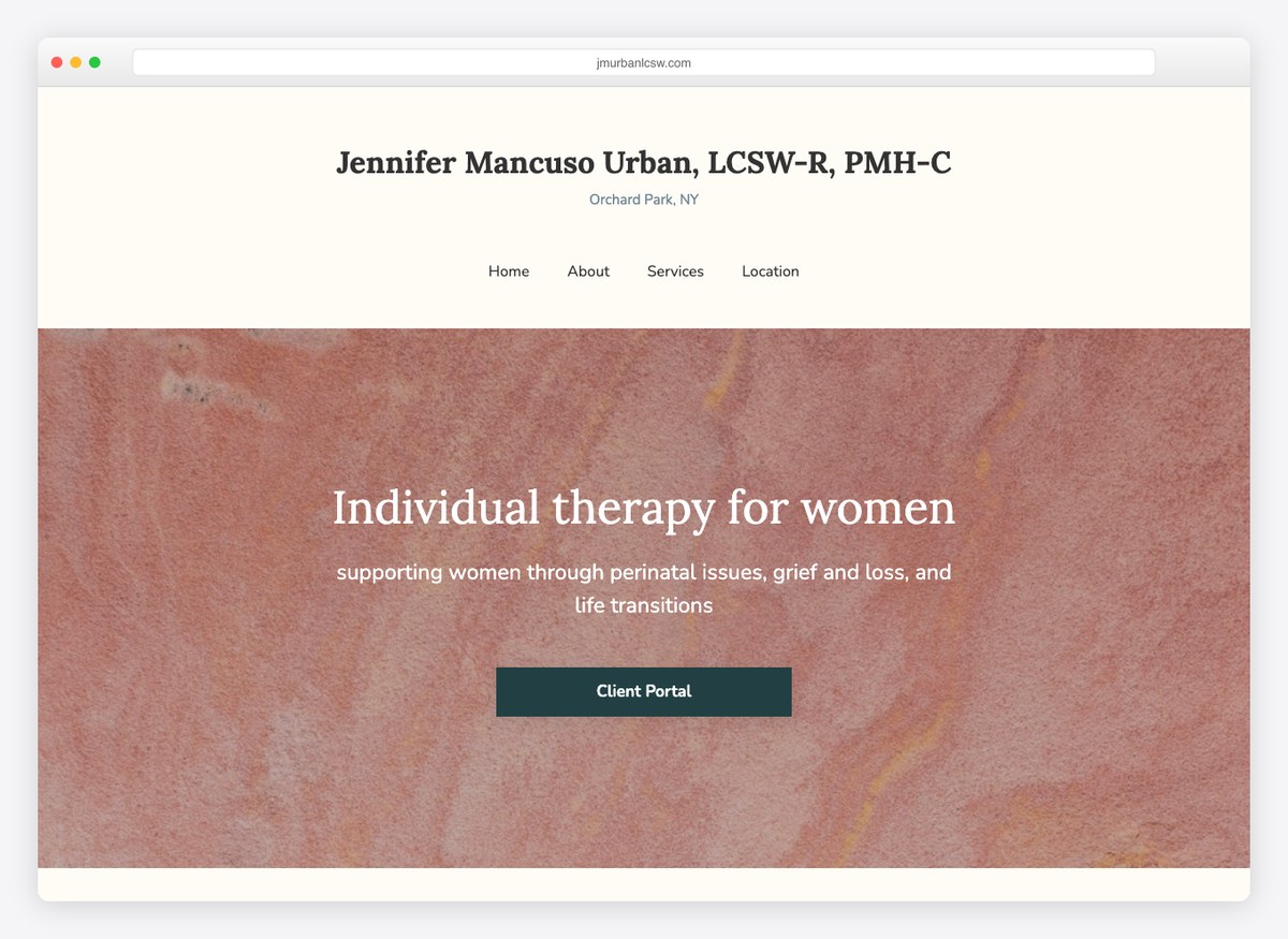Jennifer Mancuso Urban therapist website homepage