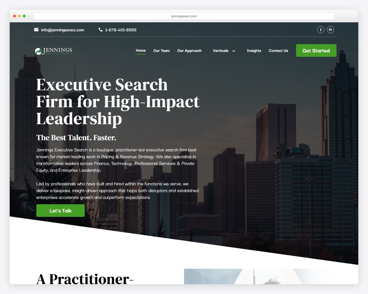jennings executive search website example