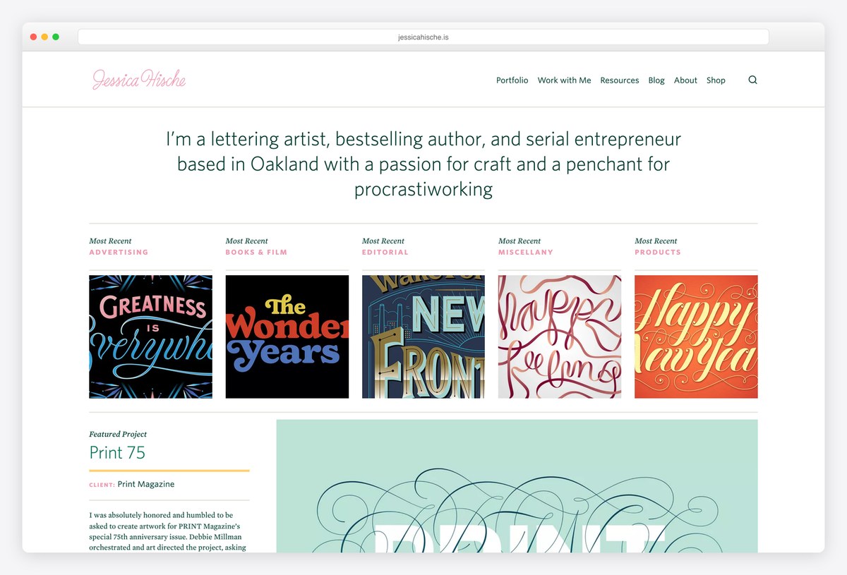 Jessica Hische graphic design portfolio website
