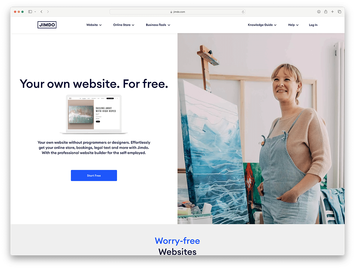 Jimdo - free personal website builder
