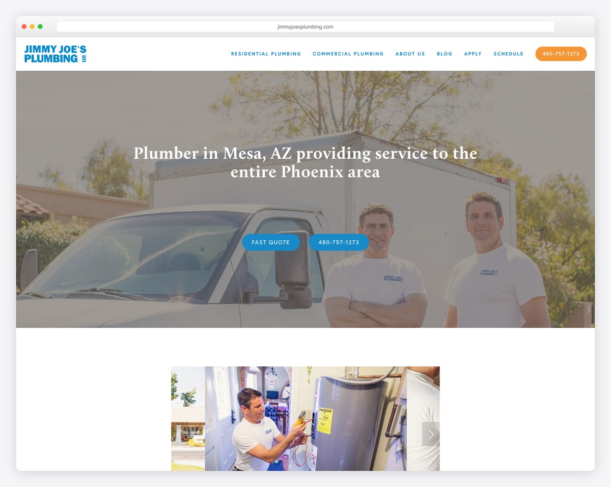 Jimmy Joe's Plumbing website