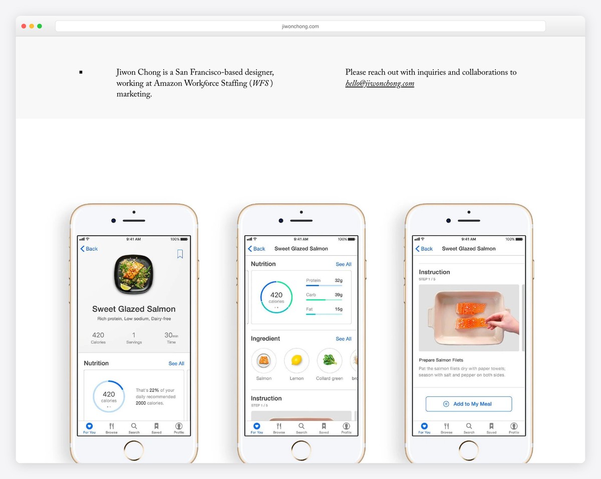 jiwon chong designer squarespace one page website example