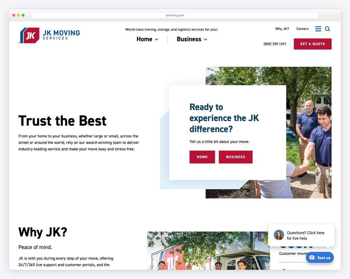 jk moving services website