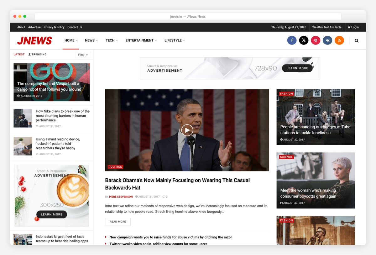 JNews news WordPress theme demo