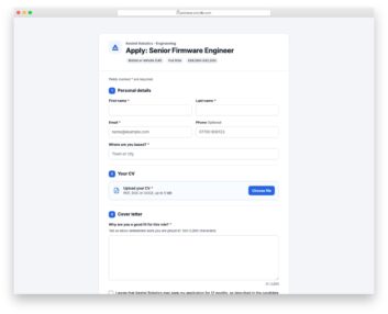 Job Application Form V01 free HTML and CSS snippet by Colorlib