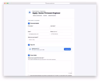 Job Application Form V01 free HTML and CSS snippet by Colorlib