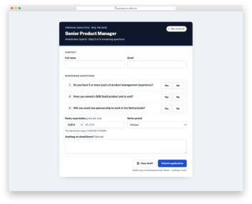 Job Application Form V10 free HTML and CSS snippet by Colorlib
