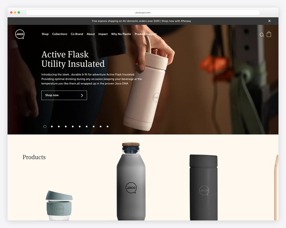 joco cups - water bottle store using WooCommerce