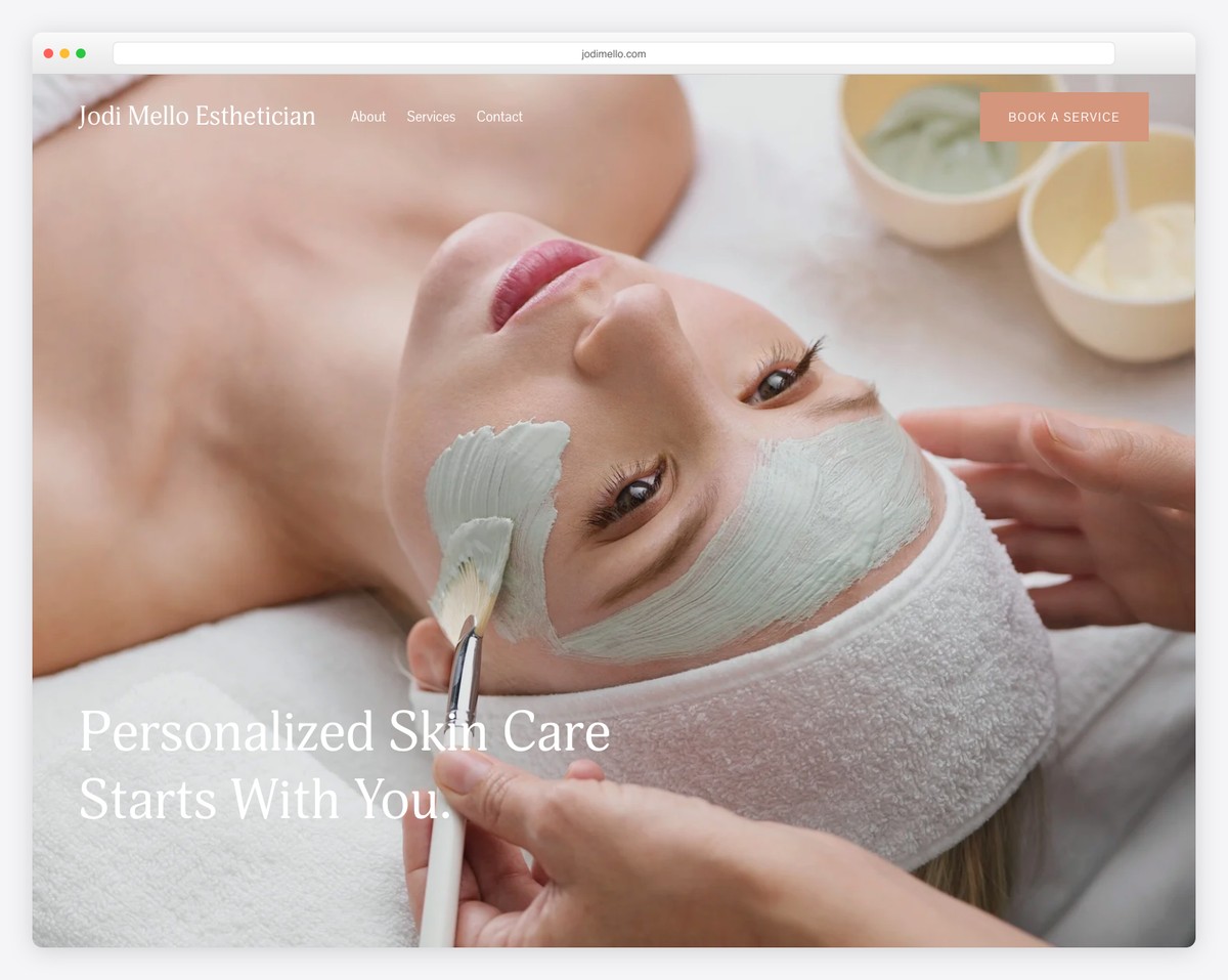 jodi mello esthetician website example