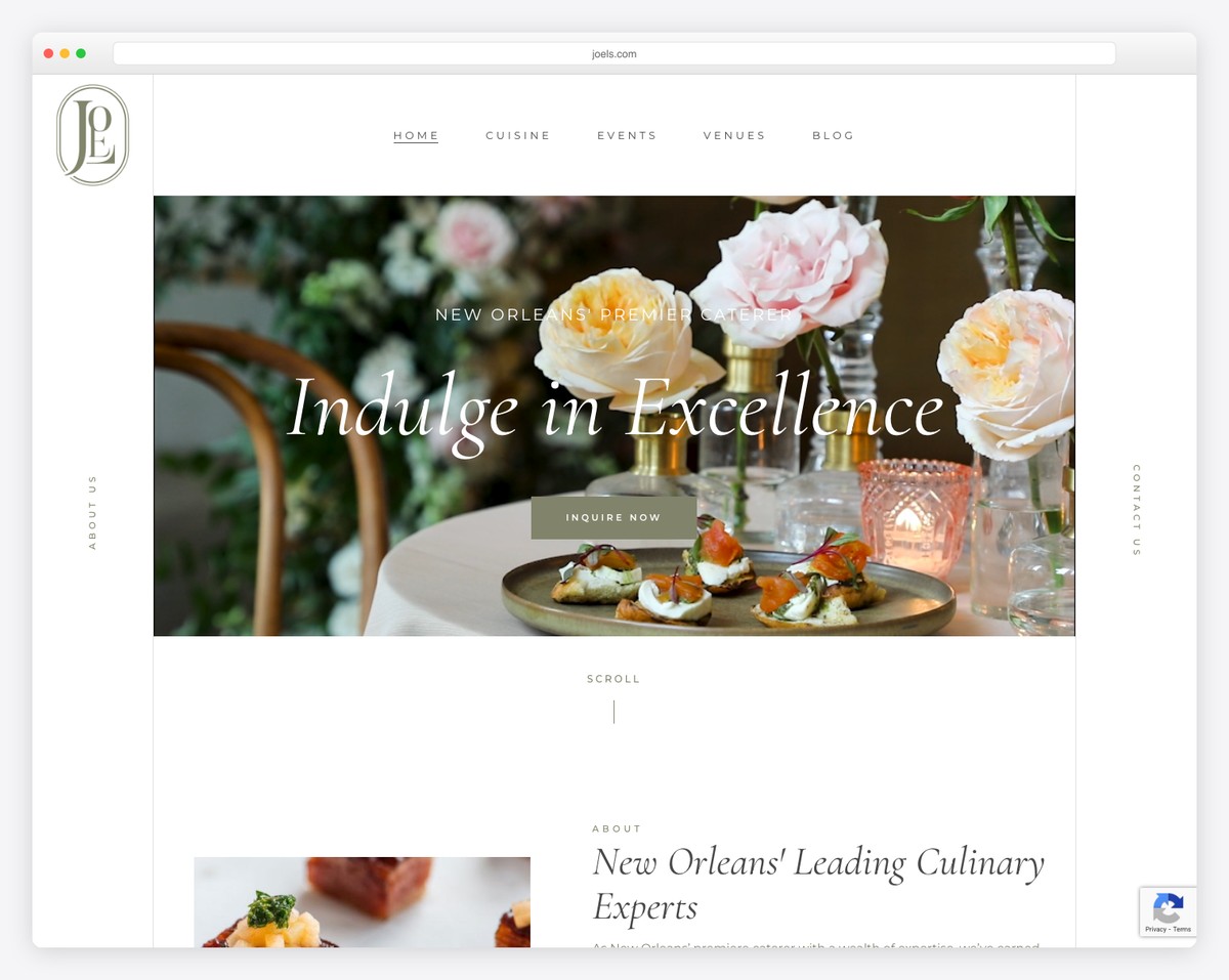 joel's catering website example