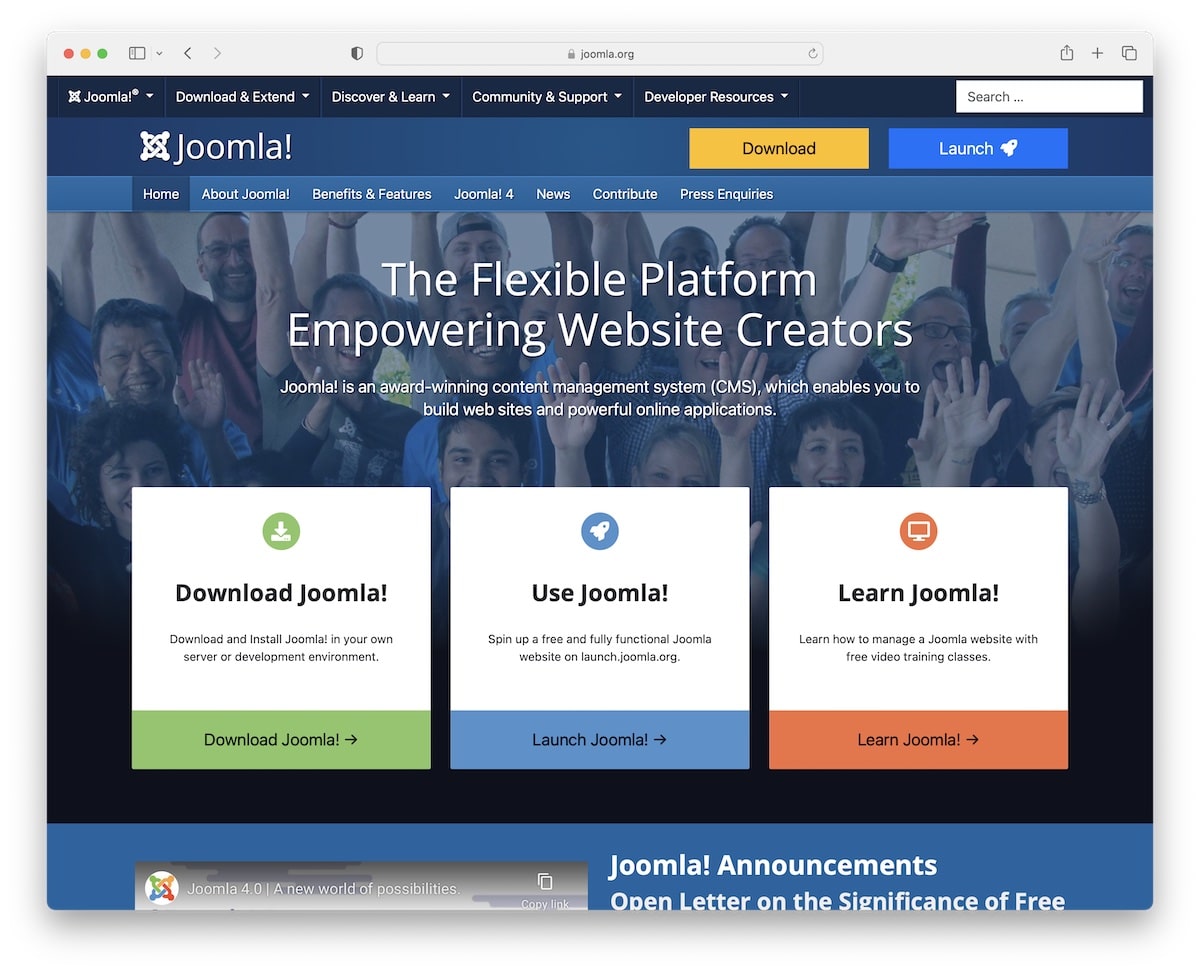 joomla open source website builder