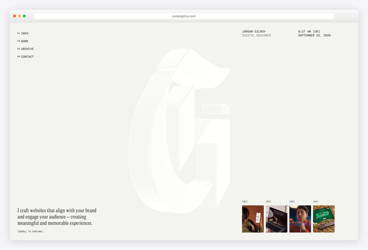 Jordan Gilroy web designer portfolio website