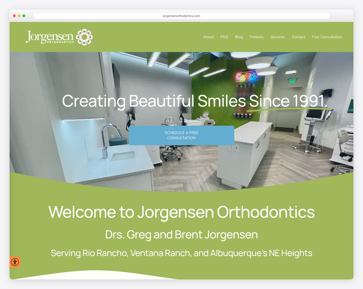 jorgensen orthodontics website example