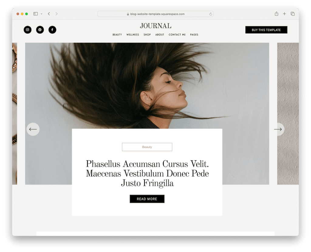 journal squarespace beauty template