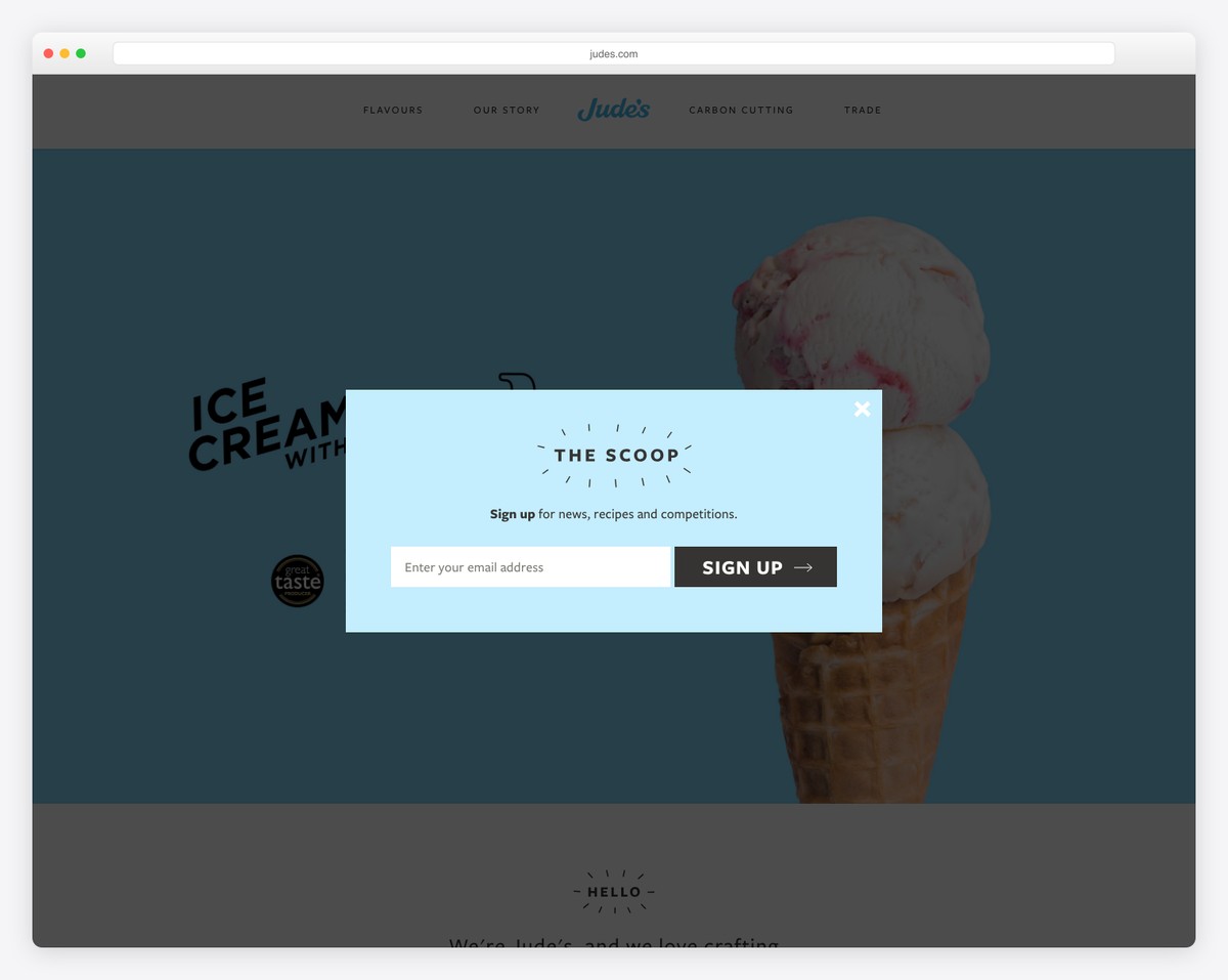 Jude’s Ice Cream website