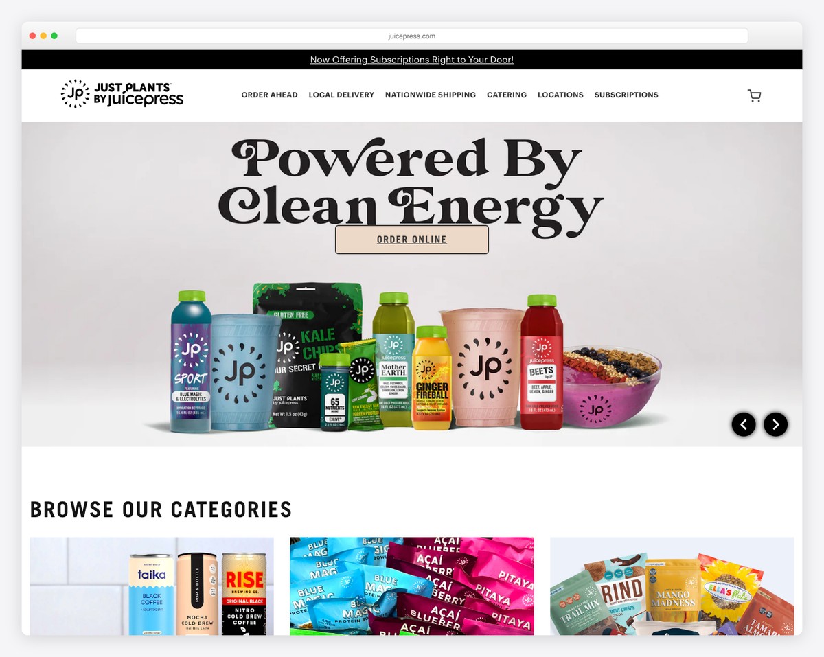 juice press website example