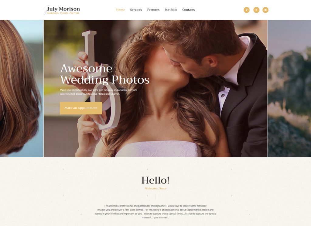 July Morison - Event Photographer's Portfolio WordPress Theme