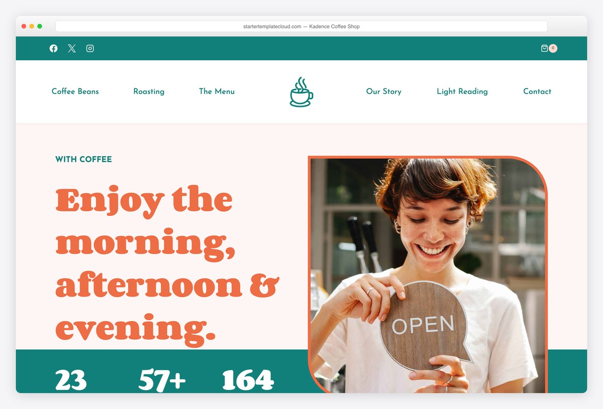 Kadence Coffee Shop starter template