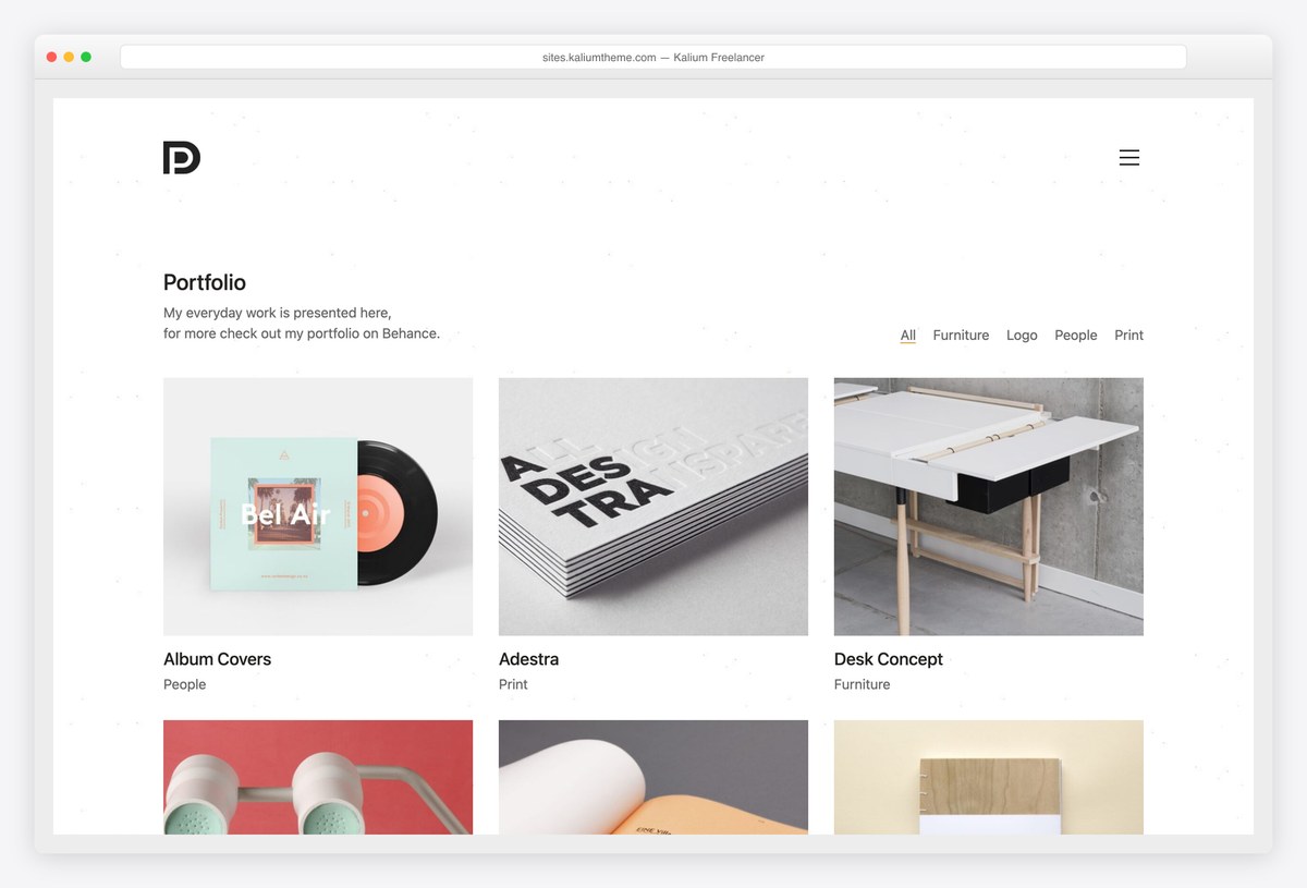 Kalium freelancer portfolio demo