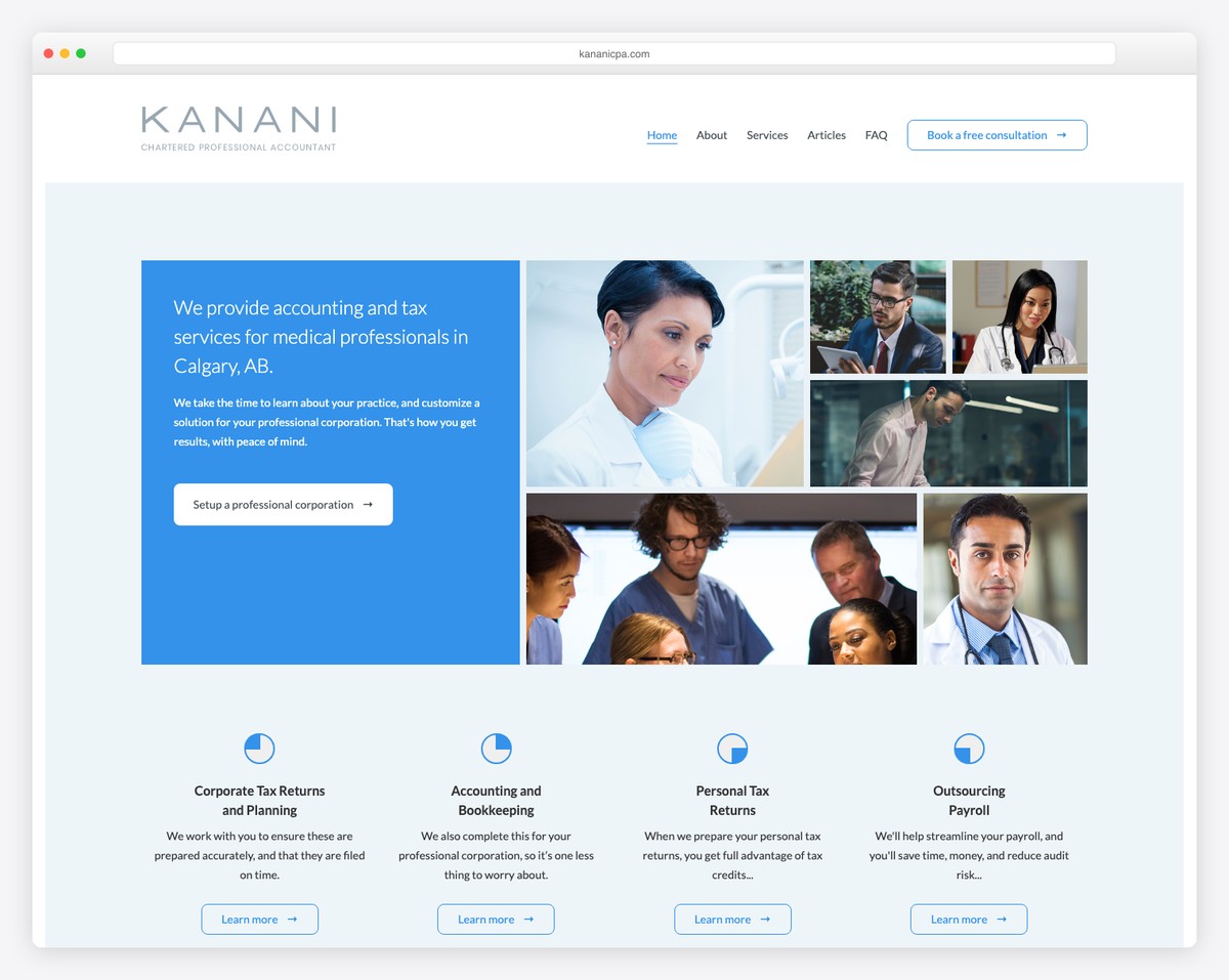 Kanani CPA website