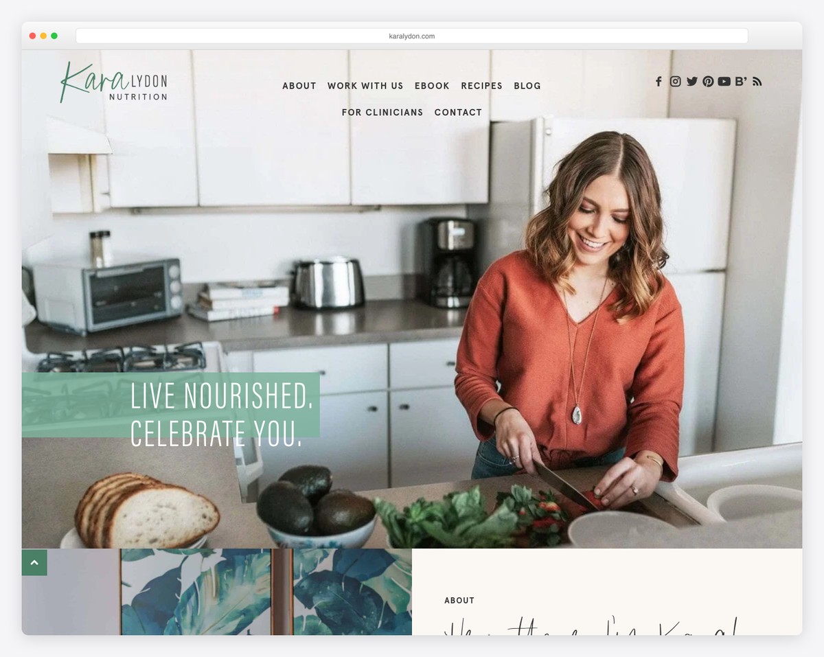 kara lydon (the foodie dietitian) website example