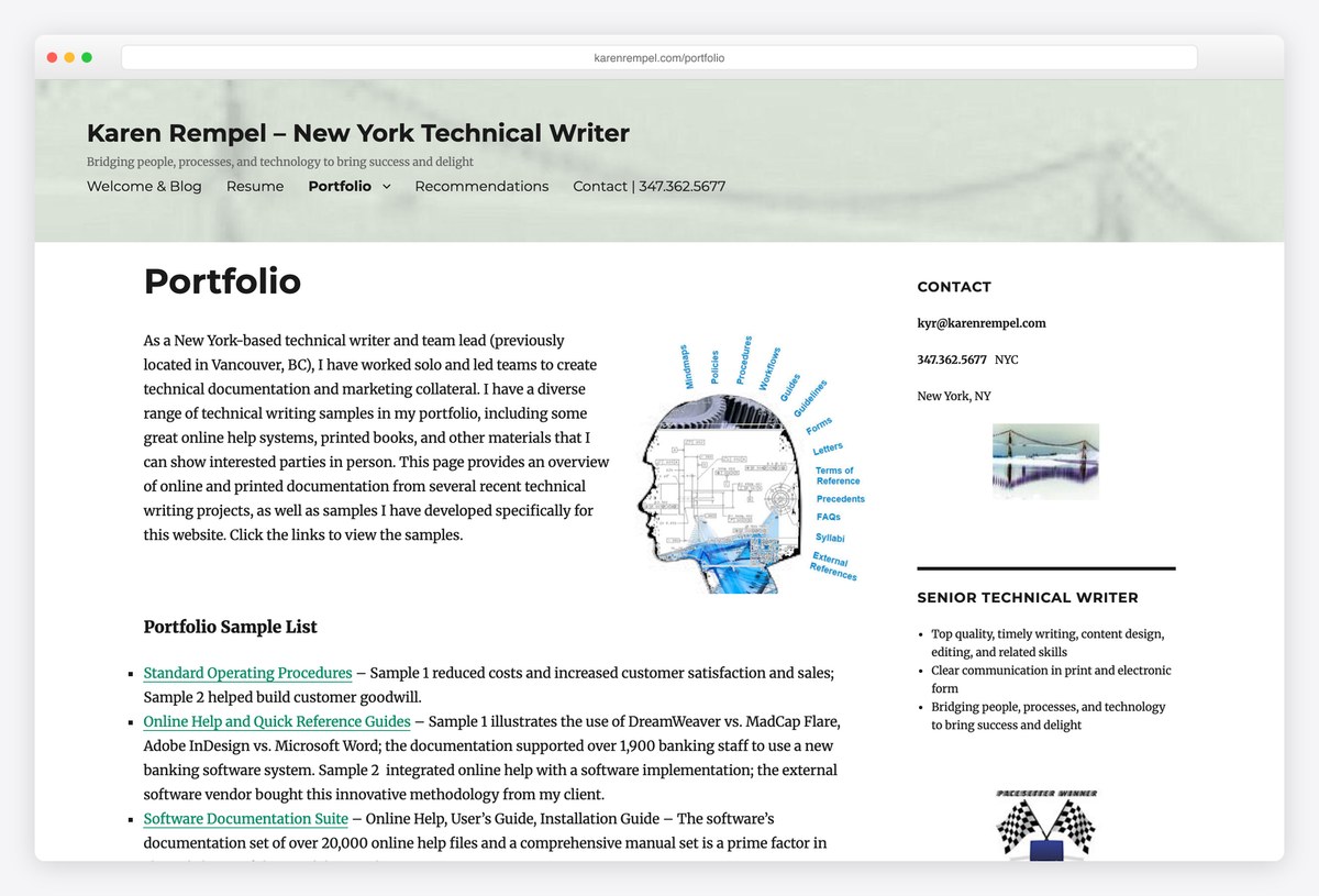 Karen Rempel's technical writing portfolio page
