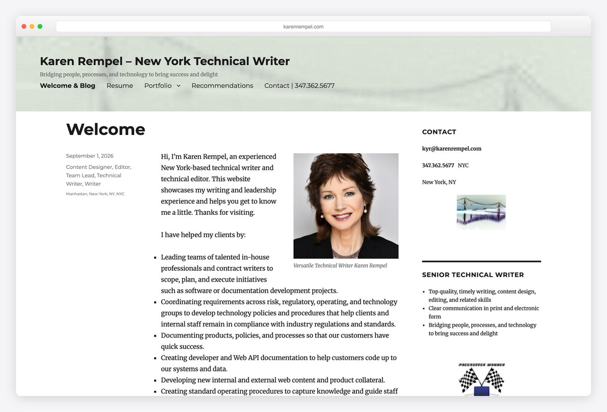 Karen Rempel writer portfolio website