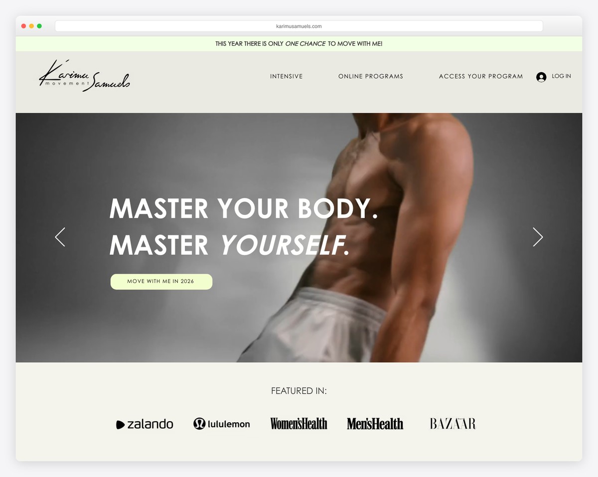 karimu samuels (formerly samotion) website example