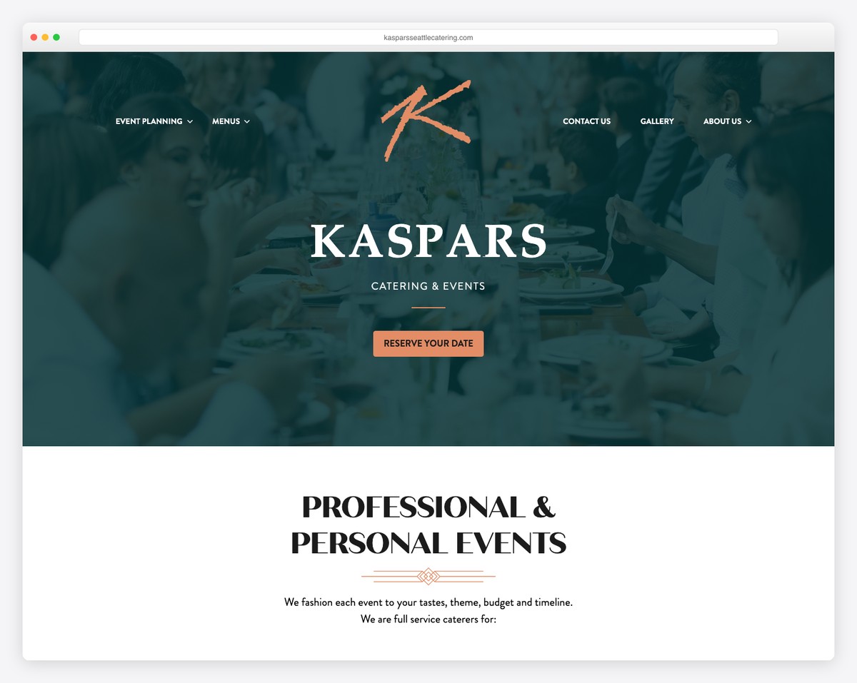 kaspar's catering website example