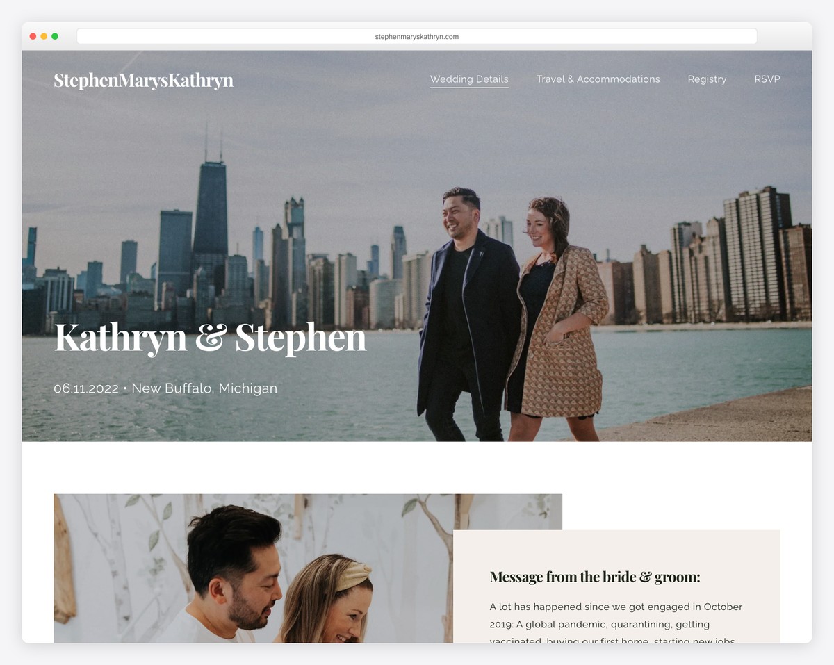 kathryn stephen wedding squarespace website example