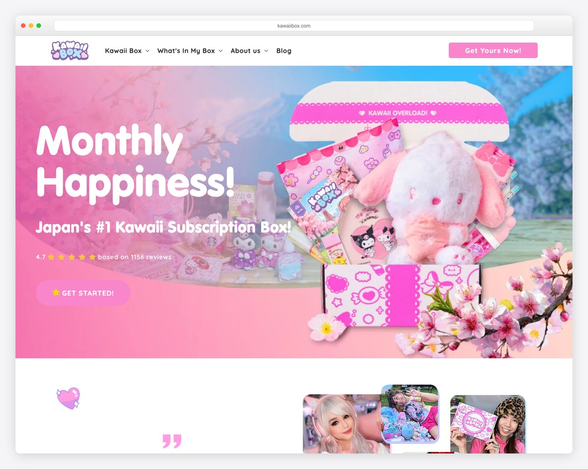 kawaii box -Monthly subscription box website based on WooCommerce