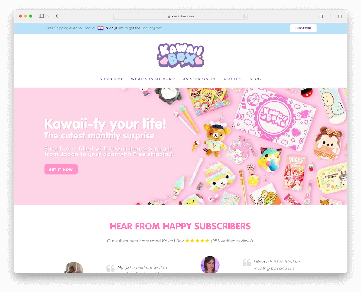 kawaii box -Monthly subscription box website based on WooCommerce