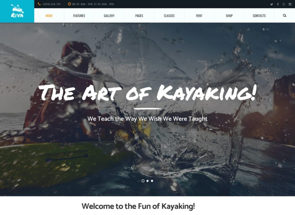 Riva | Kayaking / Paddling / Sports & Outdoors WordPress Theme