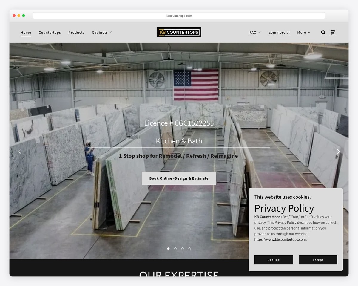 kb countertops godaddy website example